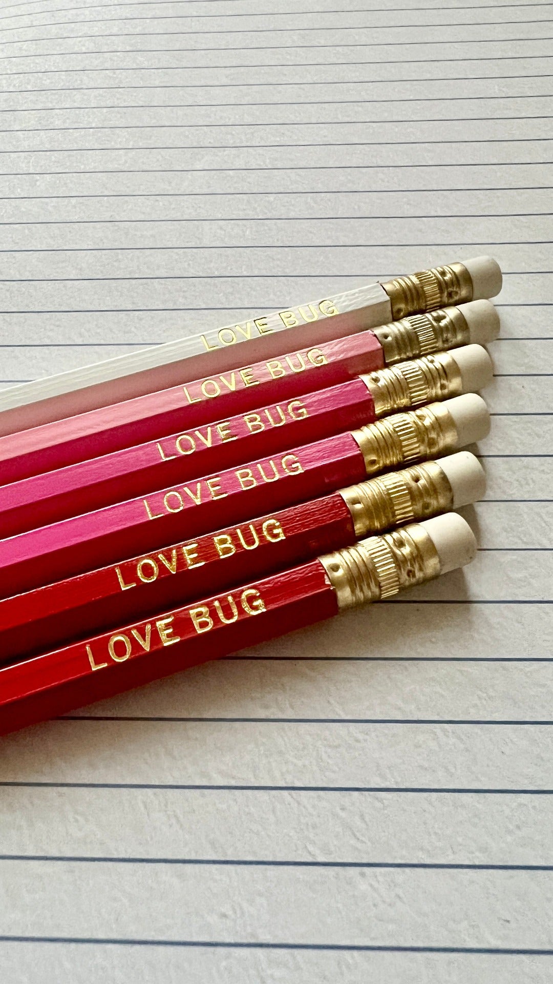 Love Bug - Pink Assorted Personalized Pencil Set