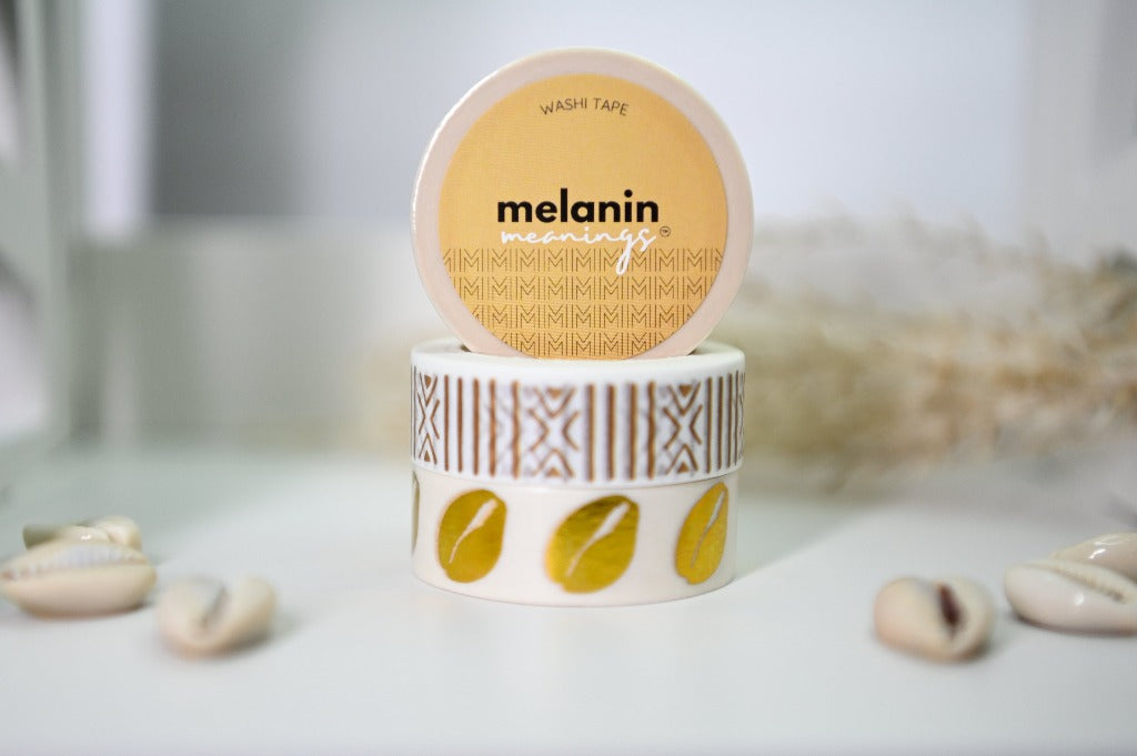 Cowrie Shell Gold Foil Washi Tape - White – Melanin Meanings
